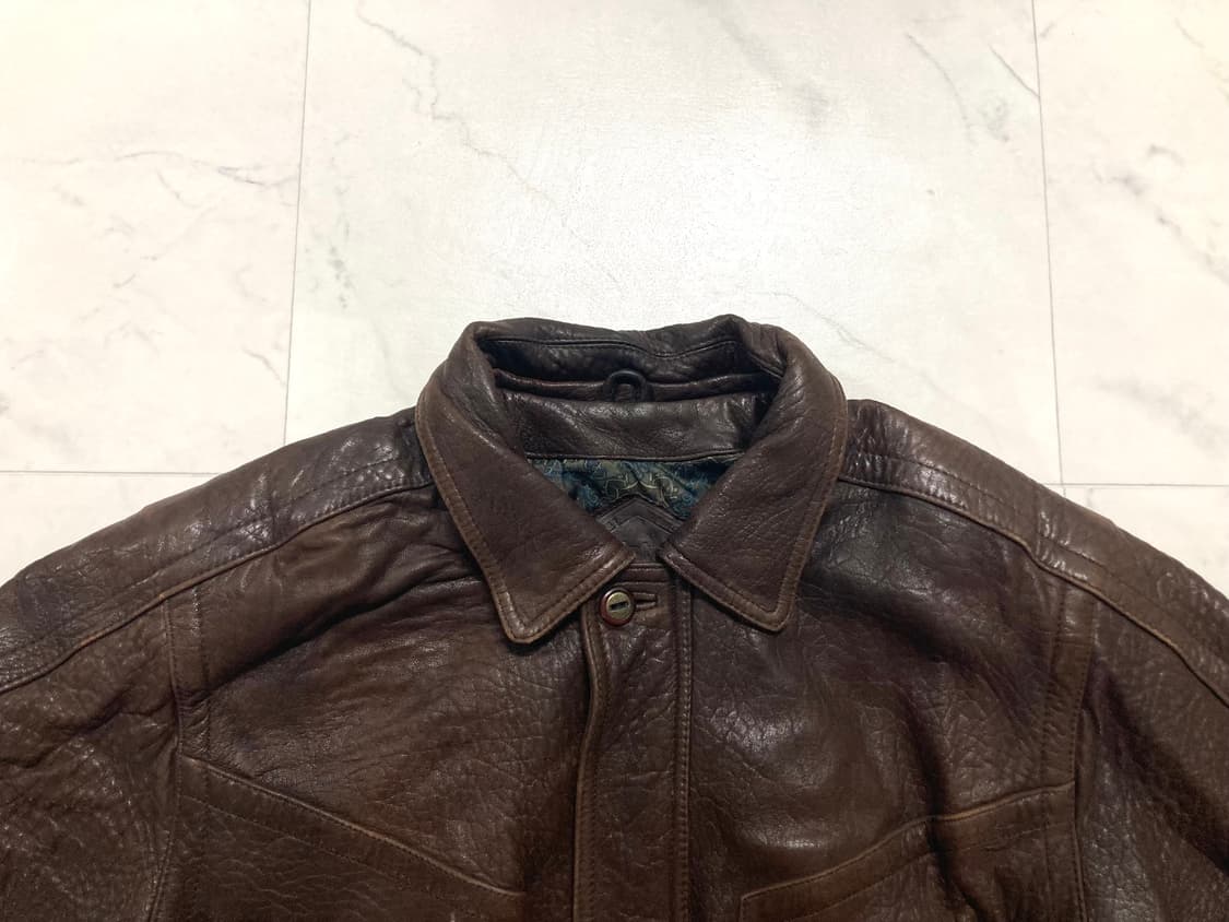 90s 양가죽 A-2 램스킨 레더 봄버 자켓 100-105 상품이미지4