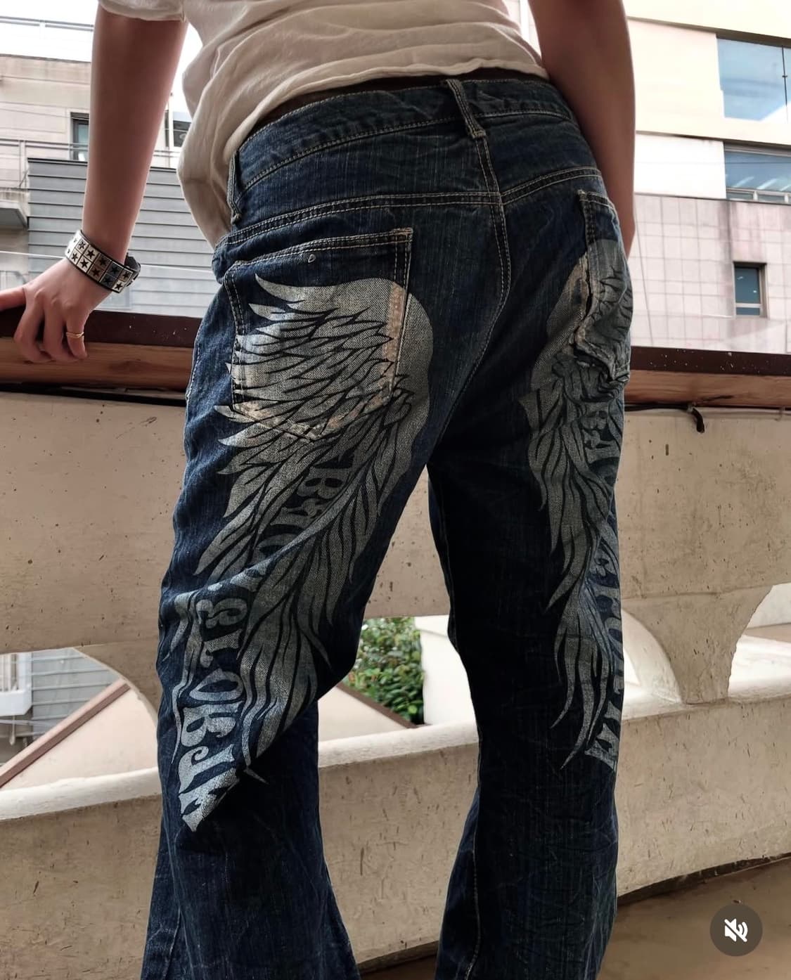 와이즈걸 빈티지 y2k 펑크 날개 데님팬츠 상품이미지1