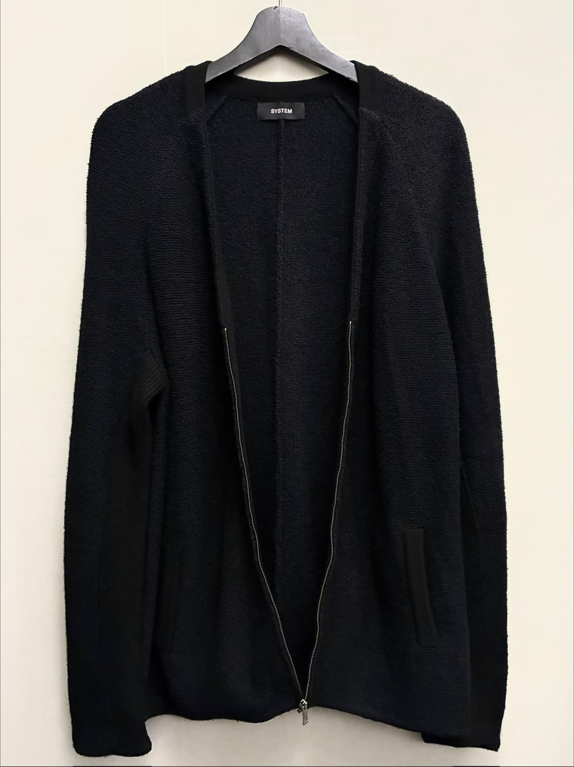 (L/105)System 시스템옴므 울 코튼 논카라 집업 니트가디건 상품이미지9