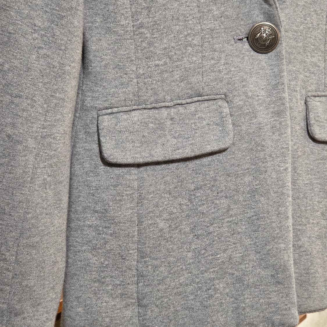 JPN 스컬 안감 그레이 코튼 원버튼 블레이저 상품이미지3