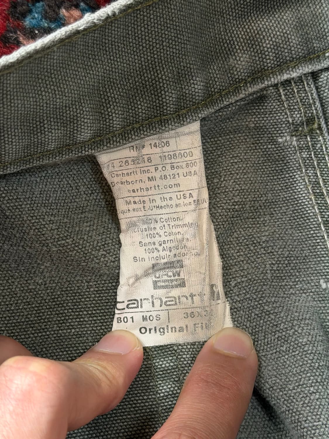 OG USA Made 칼하트 B01 더블니 팬츠 칼하트 MOS 모스그린 상품이미지10