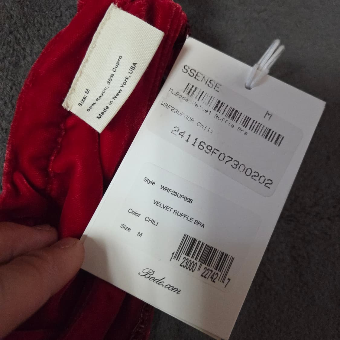 BODE 보디 벨벳 러플 브라 탑 M 칠리 상품이미지7