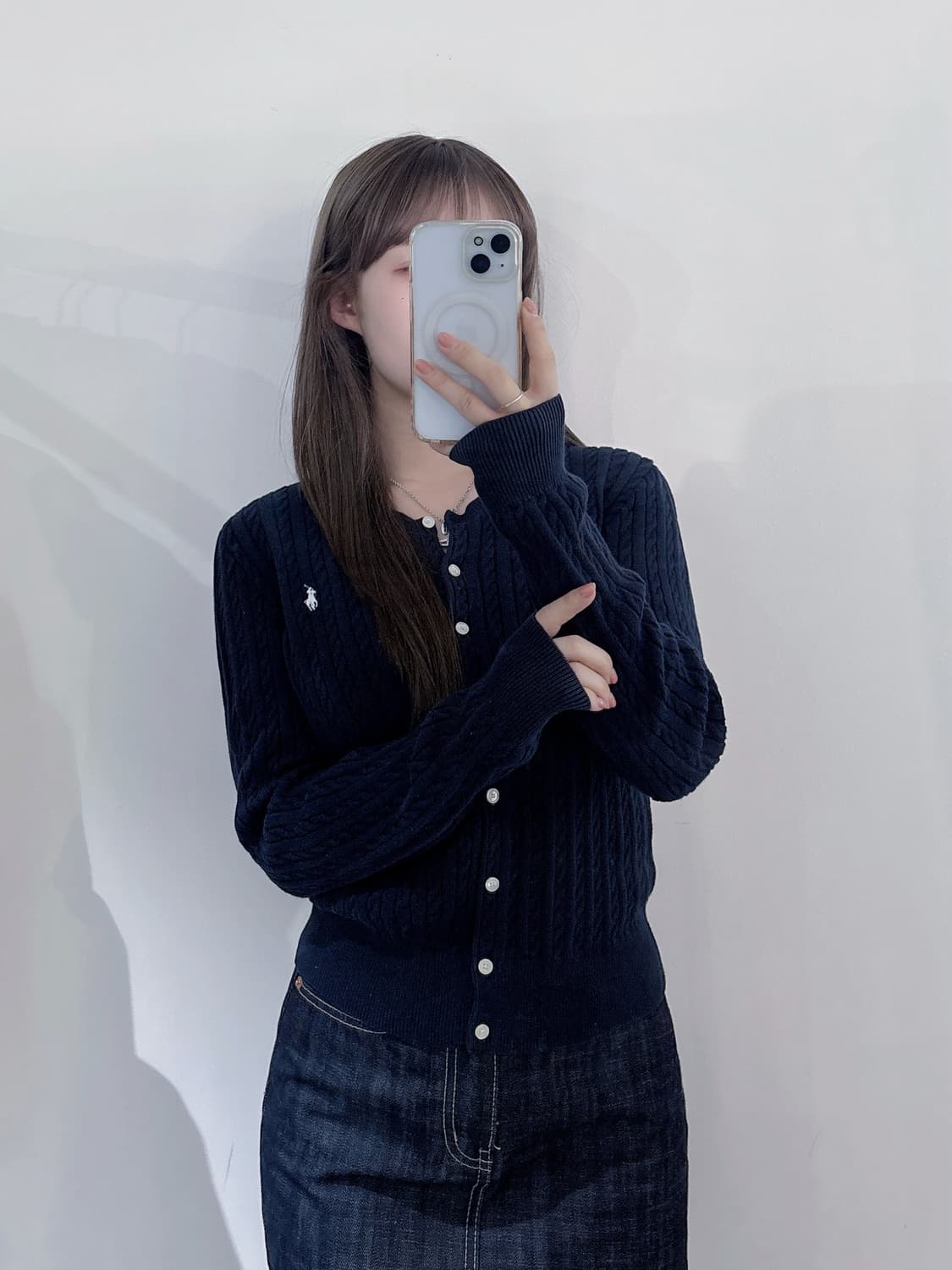 폴로랄프로렌 화이트포니 네이비 케이블 가디건 상품이미지1