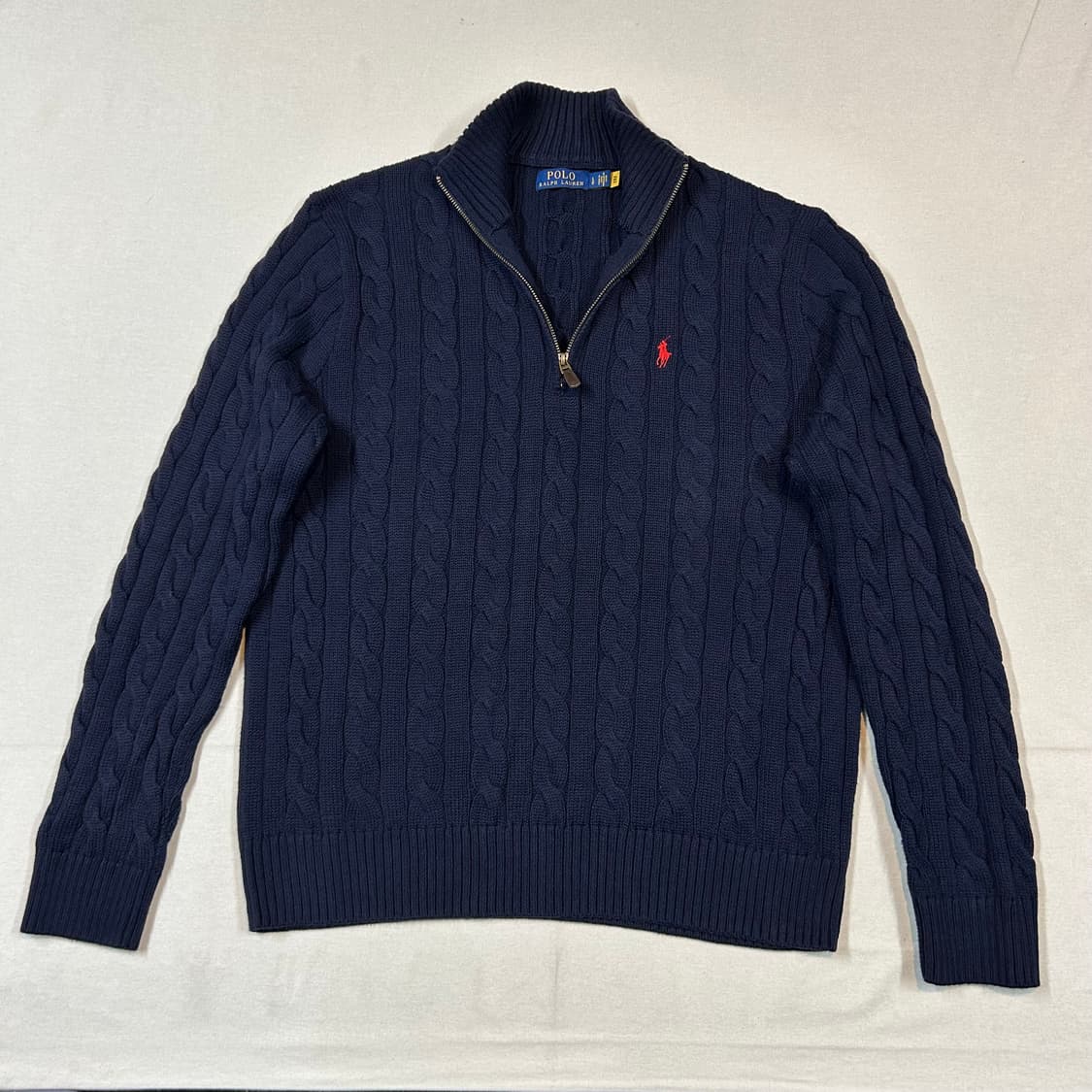 L) 폴로 랄프로렌 네이비 케이블 니트 반집업 상품이미지1