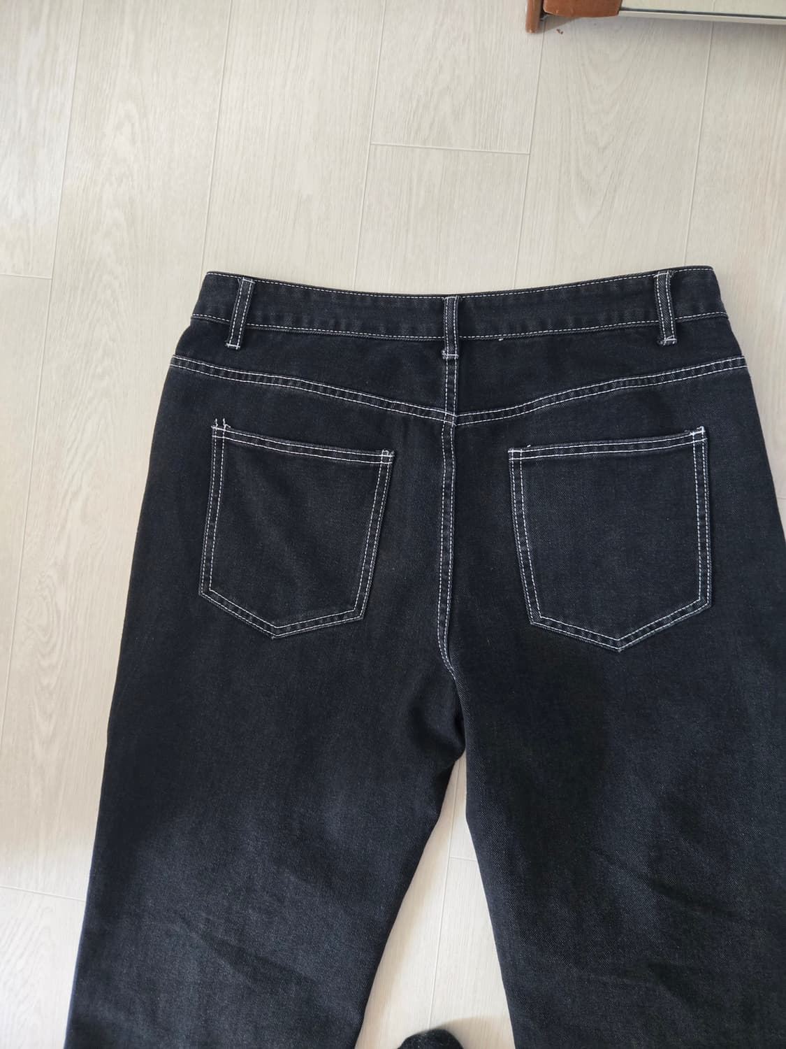 블랙 와이드 스티치 데님 34사이즈 상품이미지4