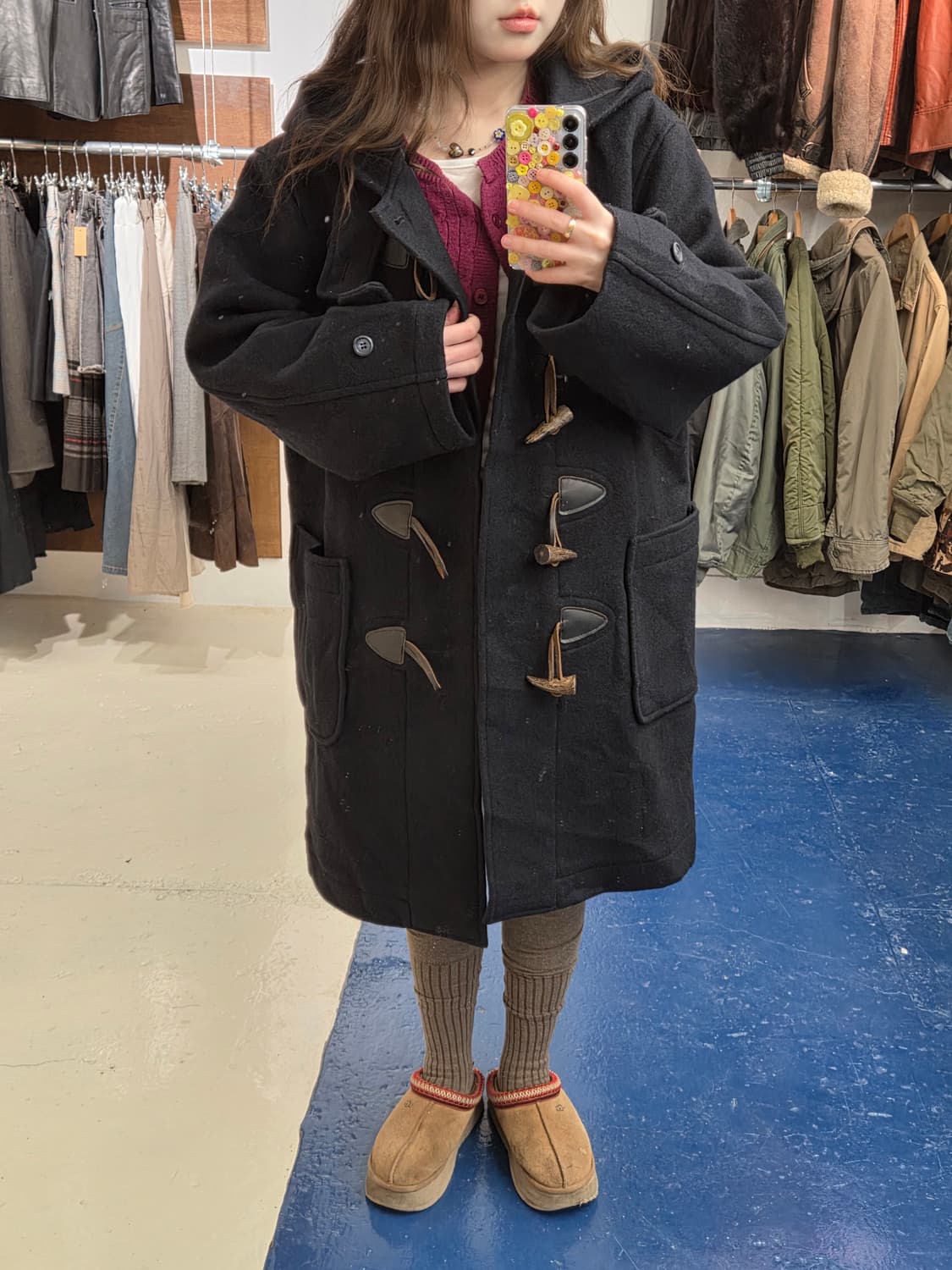 Japanese vtg 우드 토글 네이비 더플 코트 상품이미지2