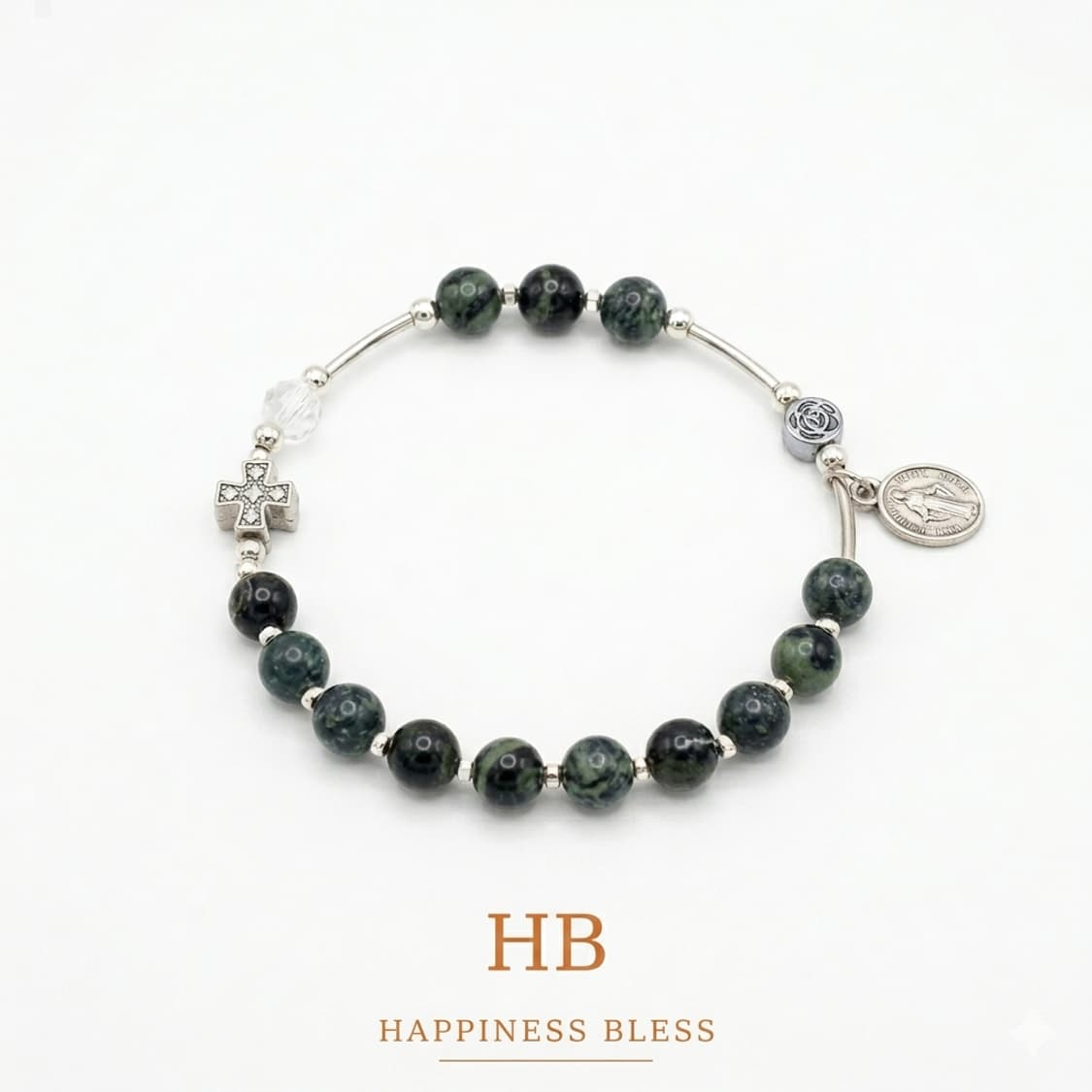 백수정 그린말라카이트 묵주팔찌 / 손목맞춤 제작 상품이미지3