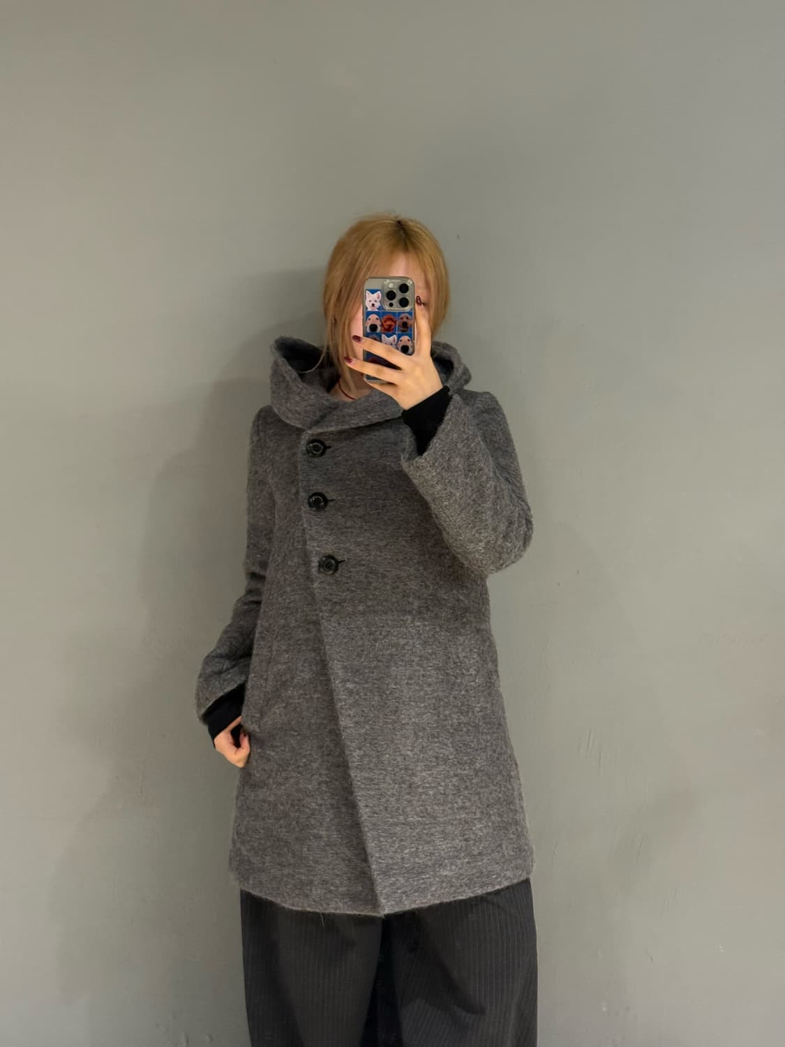 big hood side button detail coat  상품이미지2