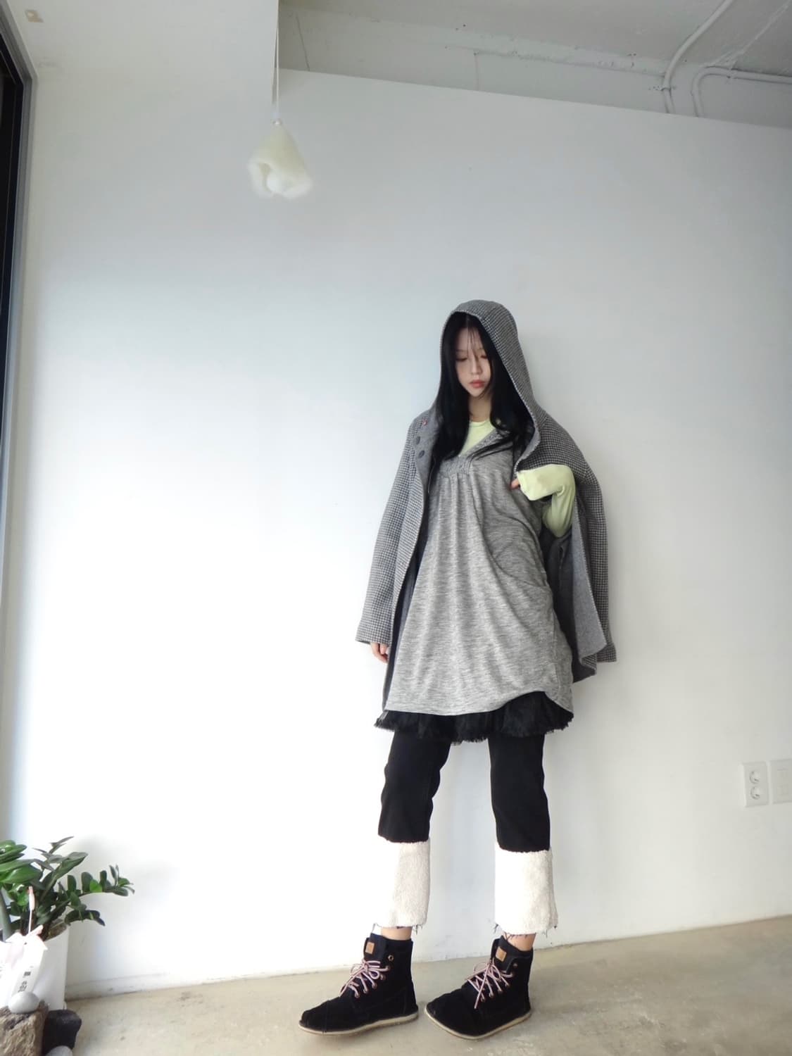 Hound check reversible hoody coat / grey 상품이미지5