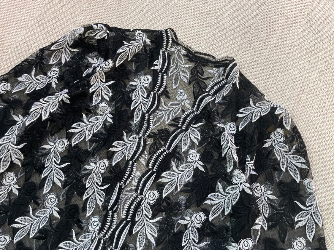 빈티지 플라워 시스루 자카트 블라우스  상품이미지5