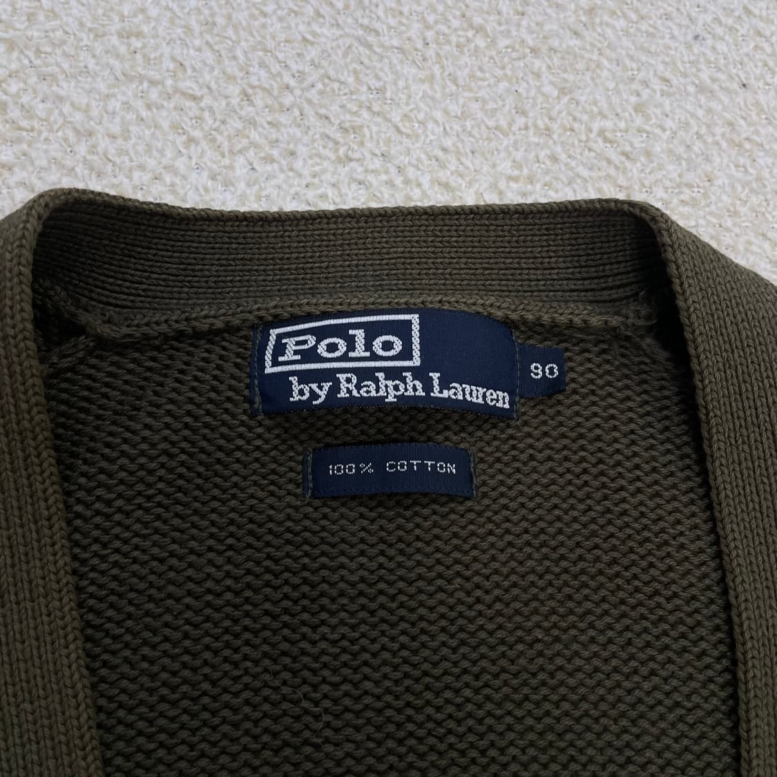 폴로 랄프로렌 코튼 브이넥 가디건 카키 상품이미지3