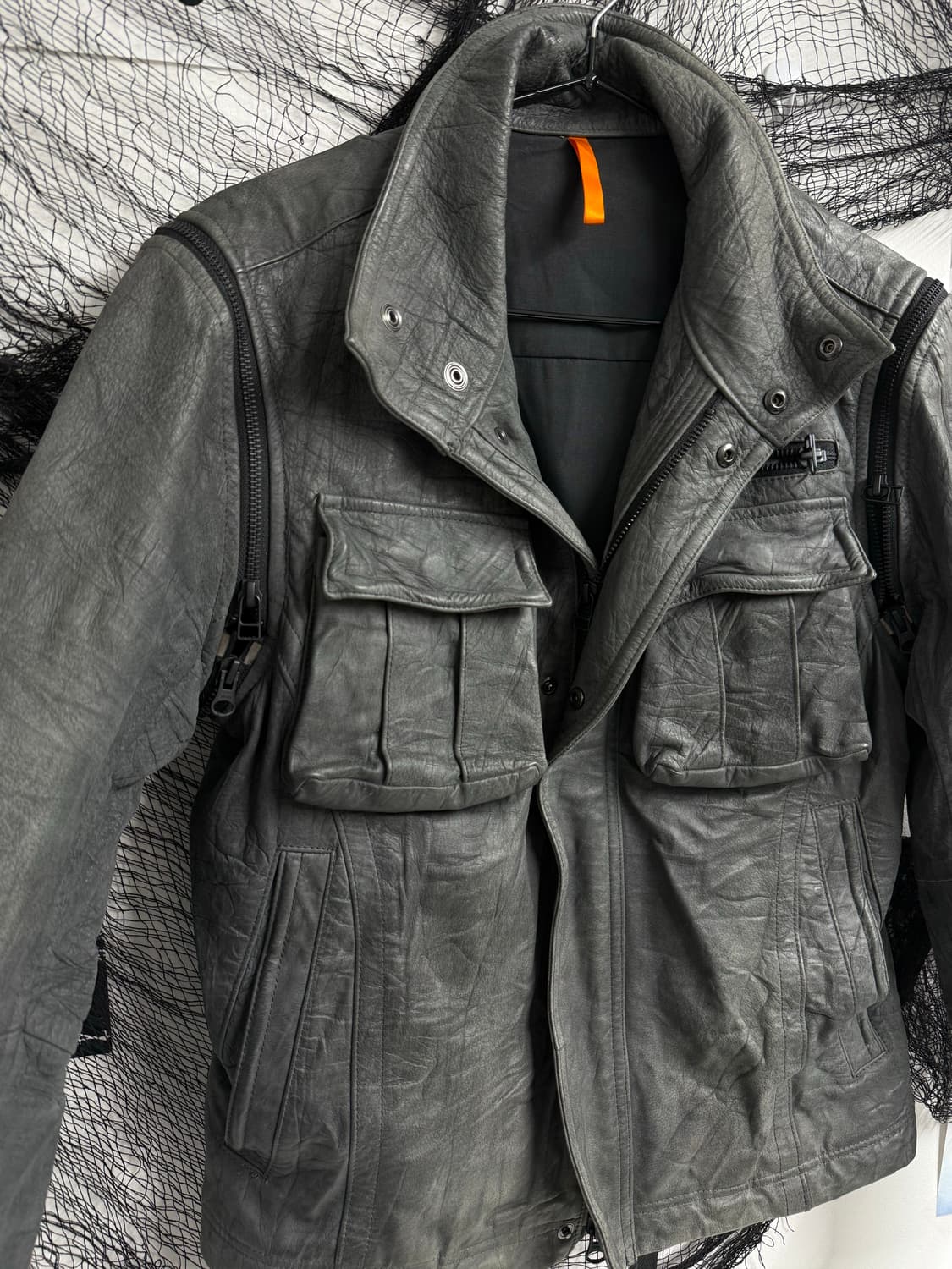 Hard zipper detail leather jacket 상품이미지4