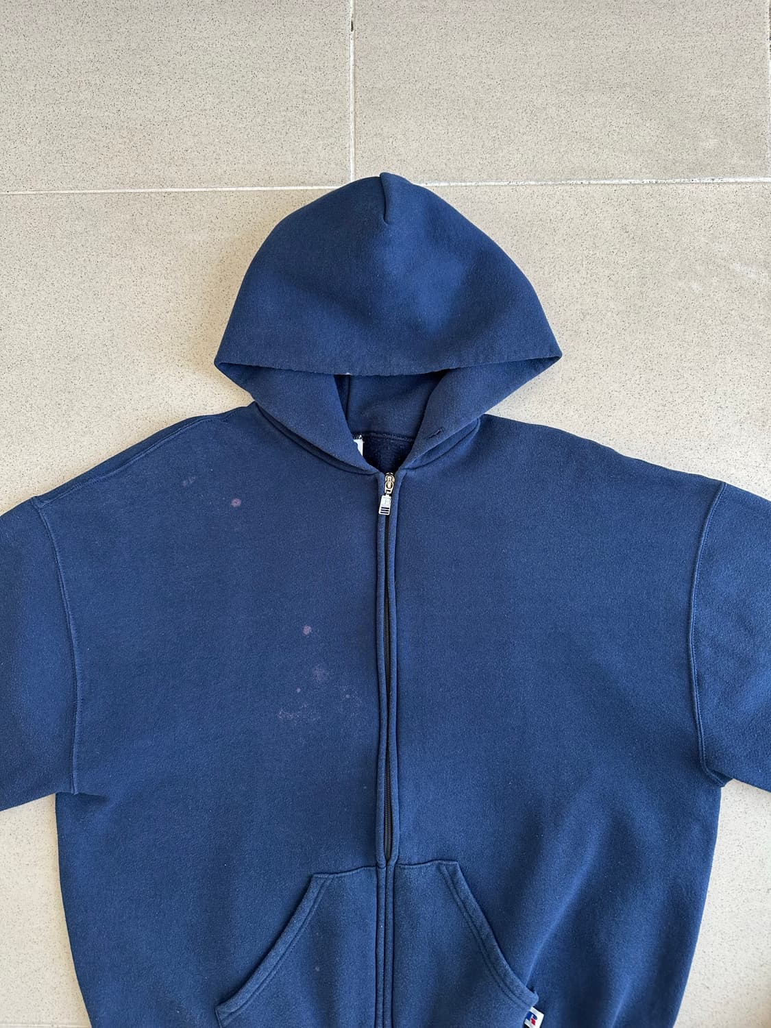 90s 빈티지 러셀 후드집업 네이비 XL 페인팅 상품이미지3