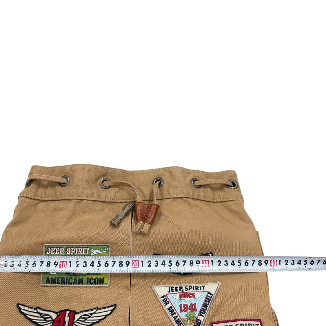 JEEP 지프 빈티지 멀티패치 드로우 스트링 복조리 백팩 가방 베이지 상품이미지4