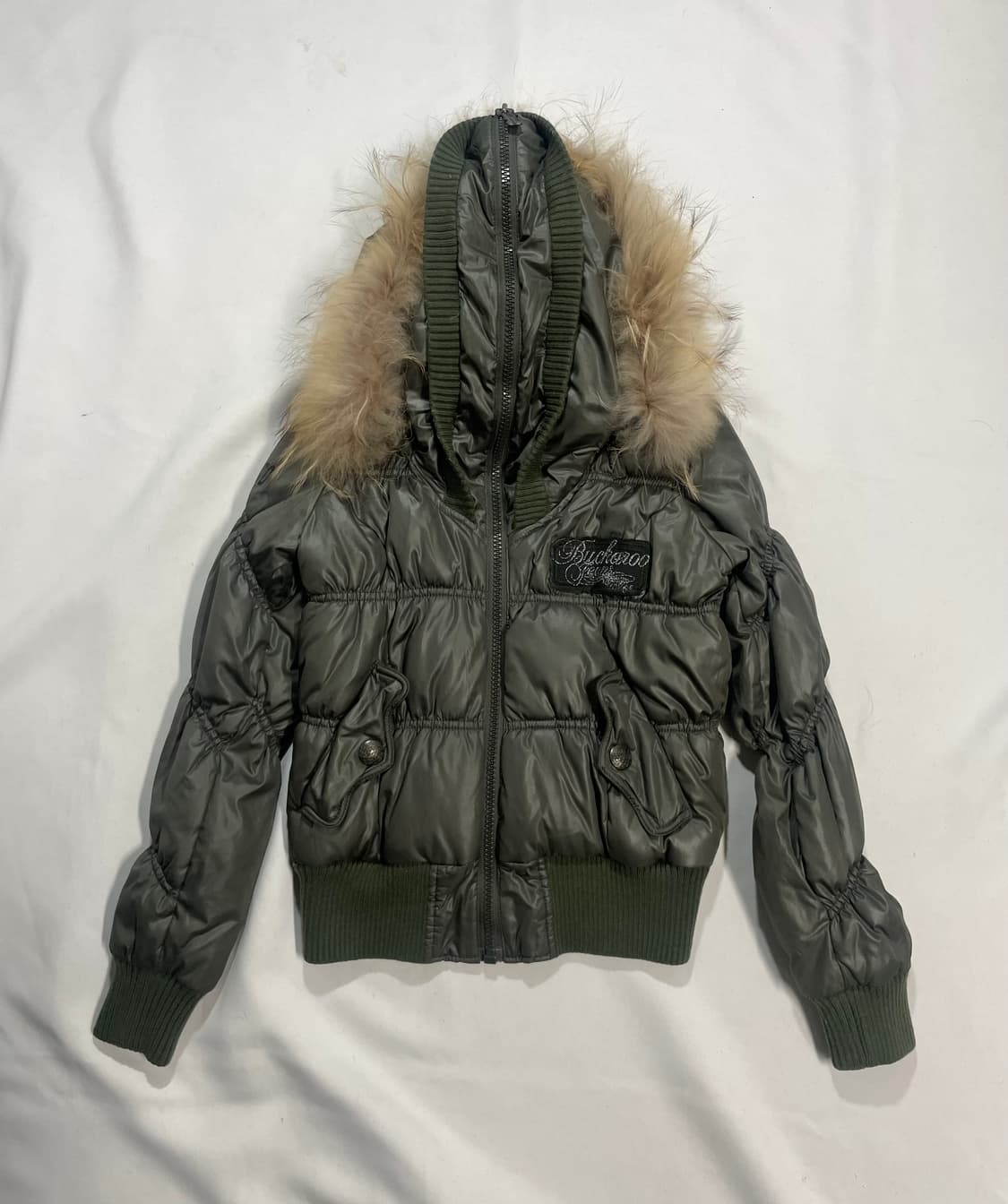 리얼 라쿤 울프죠 딱붙 퍼 후드 봄버 상품이미지4