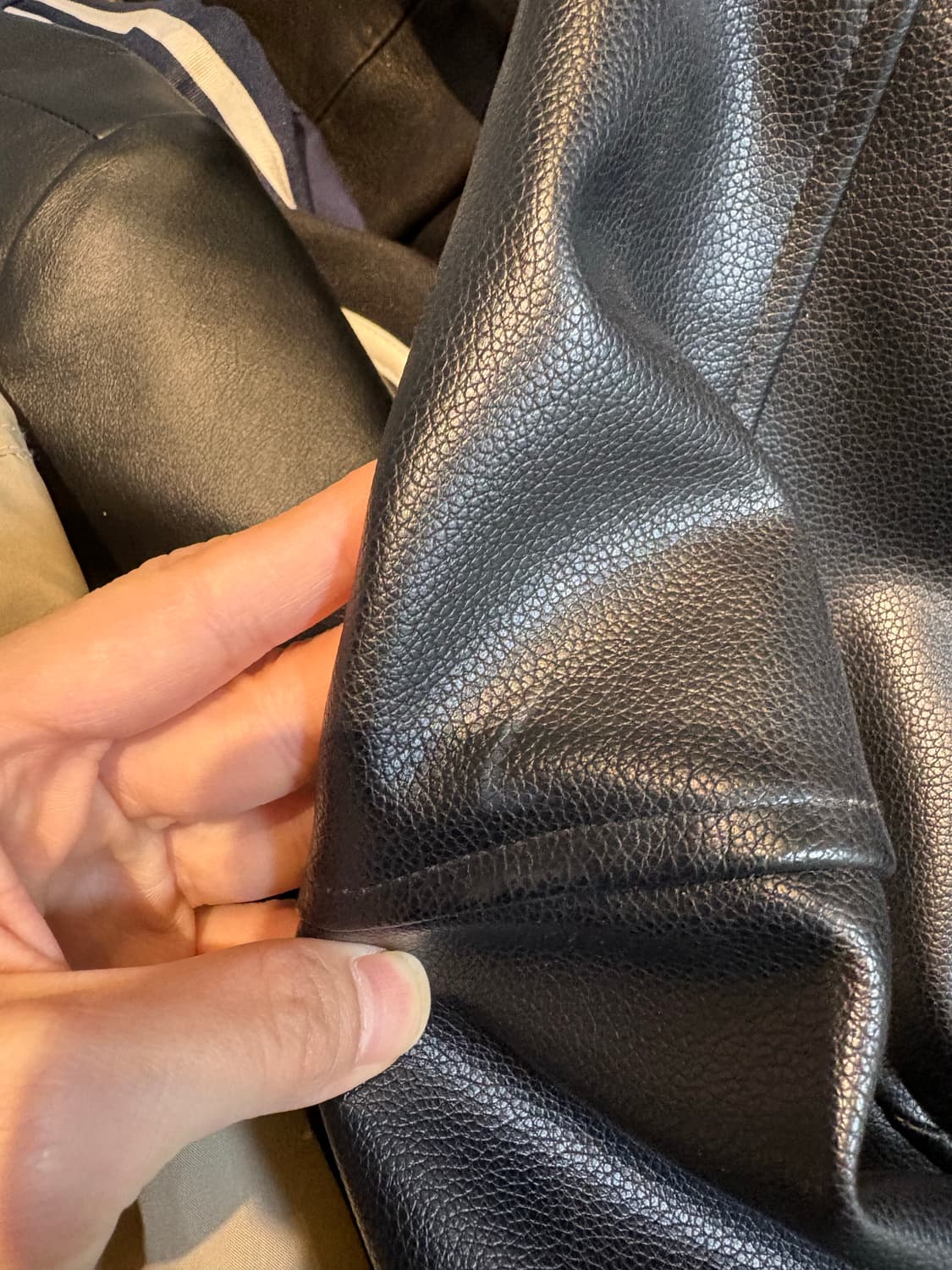 khy 블랙 후드 레더 자켓 상품이미지4