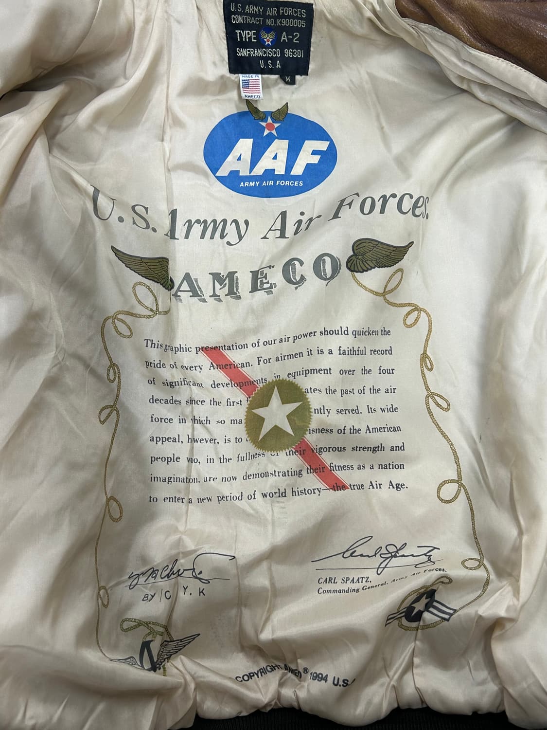 AMECO 아메코 A-2 레더 자켓 상품이미지4