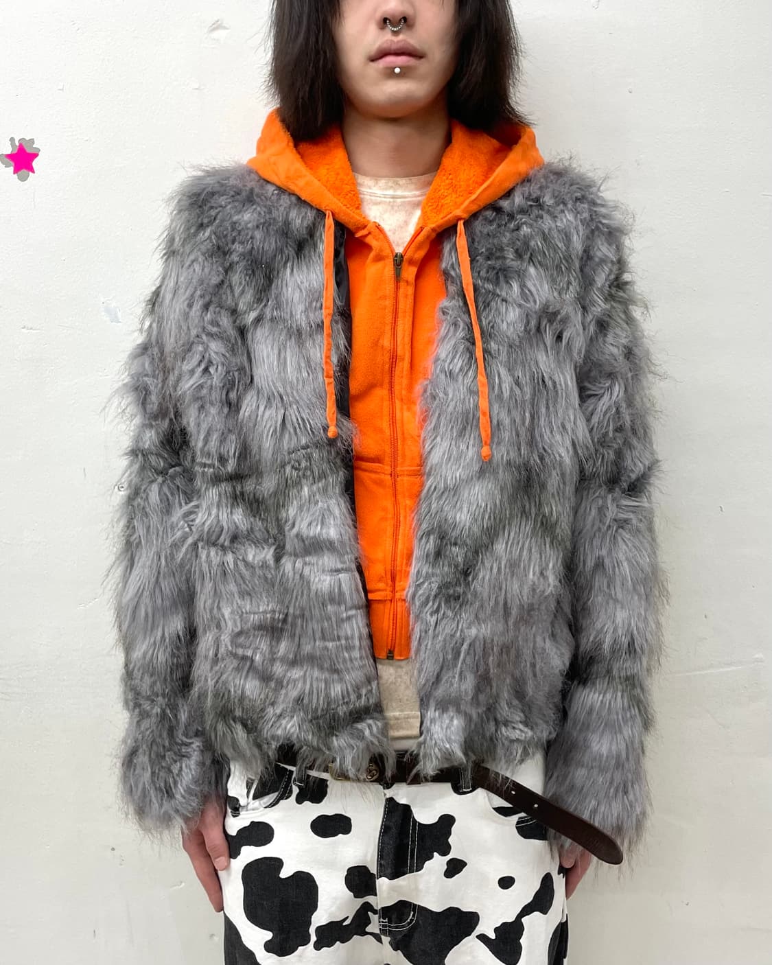 Grey Big Fur Jacket  상품이미지1