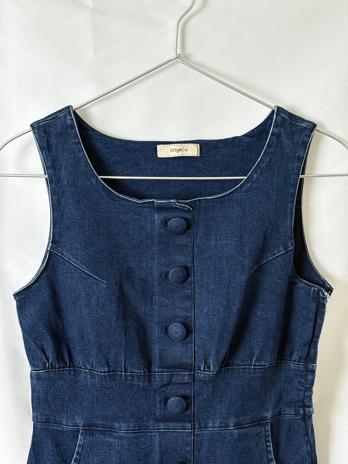 버튼 포인트 데님 미니 원피스 상품이미지6