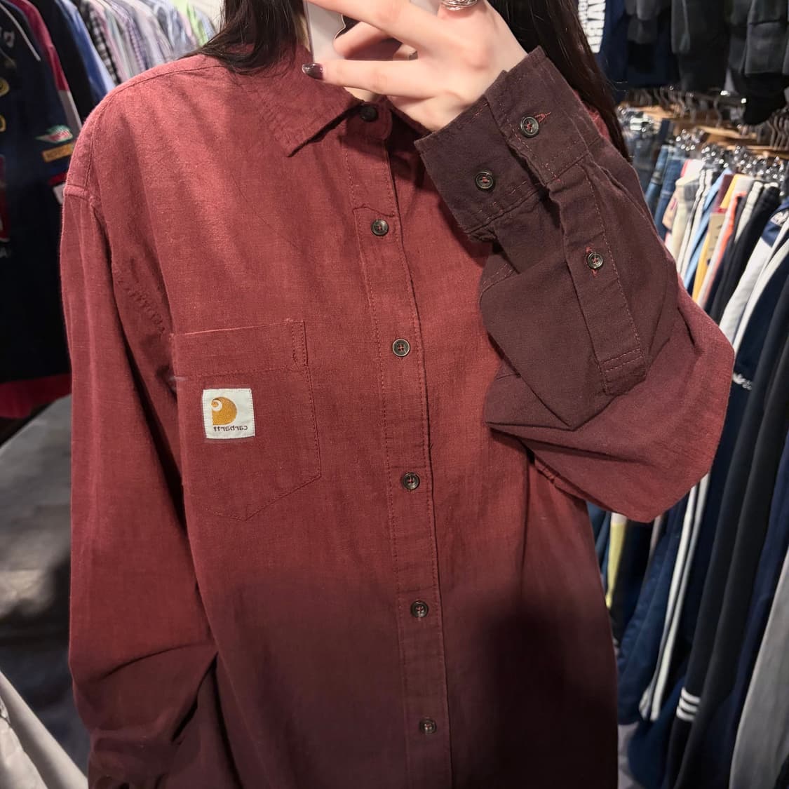 [IM] Carhartt 칼하트 긴팔 셔츠 버건디 상품이미지5