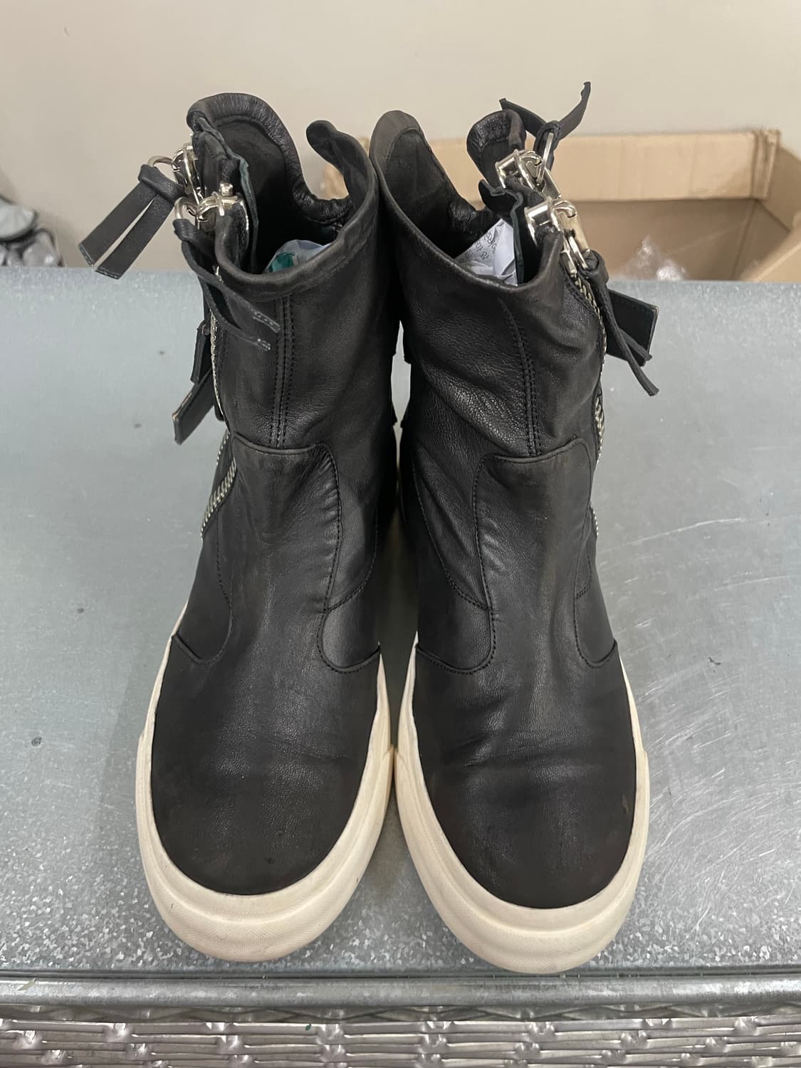 주세페 자노티 블랙 레더 하이탑 스니커즈 38 상품이미지5