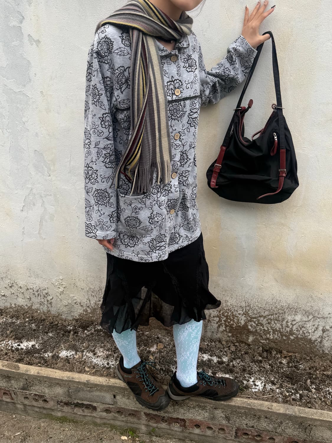 빈티지 플라워패턴 포켓 버클 자켓 상품이미지1