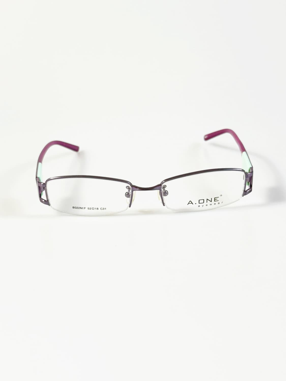 A.ONE 반무테 스퀘어 퍼플 메탈 프레임 빈티지 안경 상품이미지2