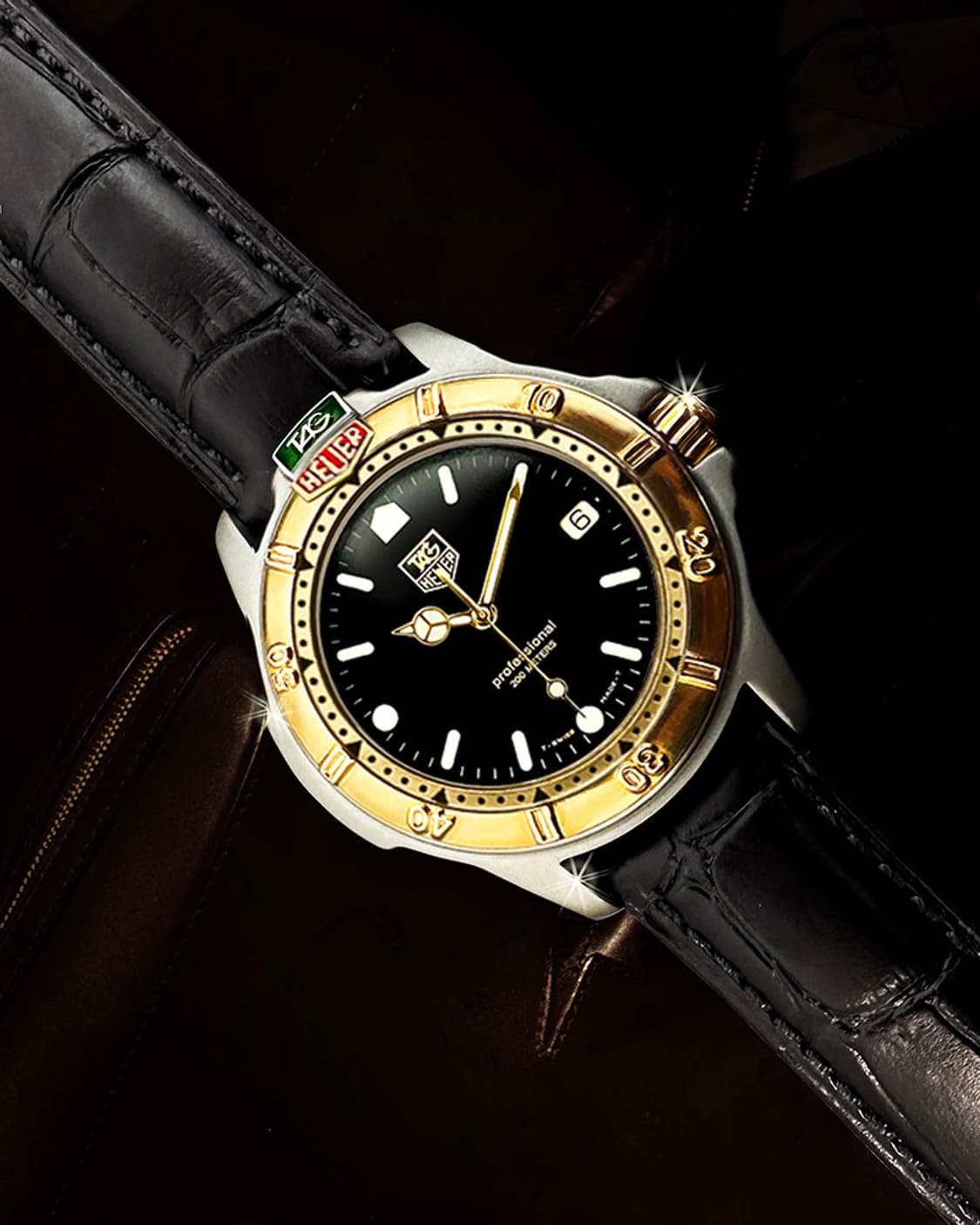 태그호이어 빈티지 프로패셔널 200M  블랙판 남성 콤비 시계 상품이미지5