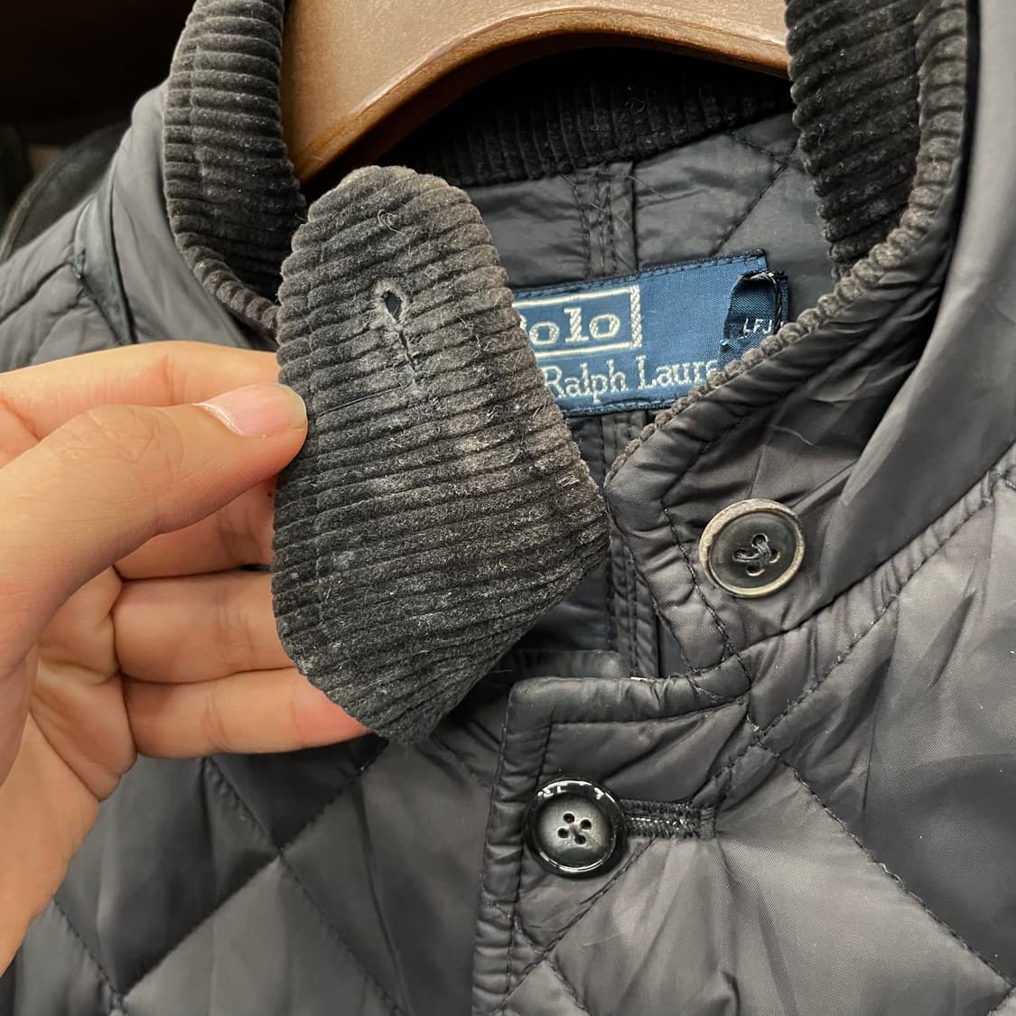 90s 폴로 랄프로렌 버클 넥 레더 엘보 패치 퀼팅 자켓 컨트리 상품이미지5