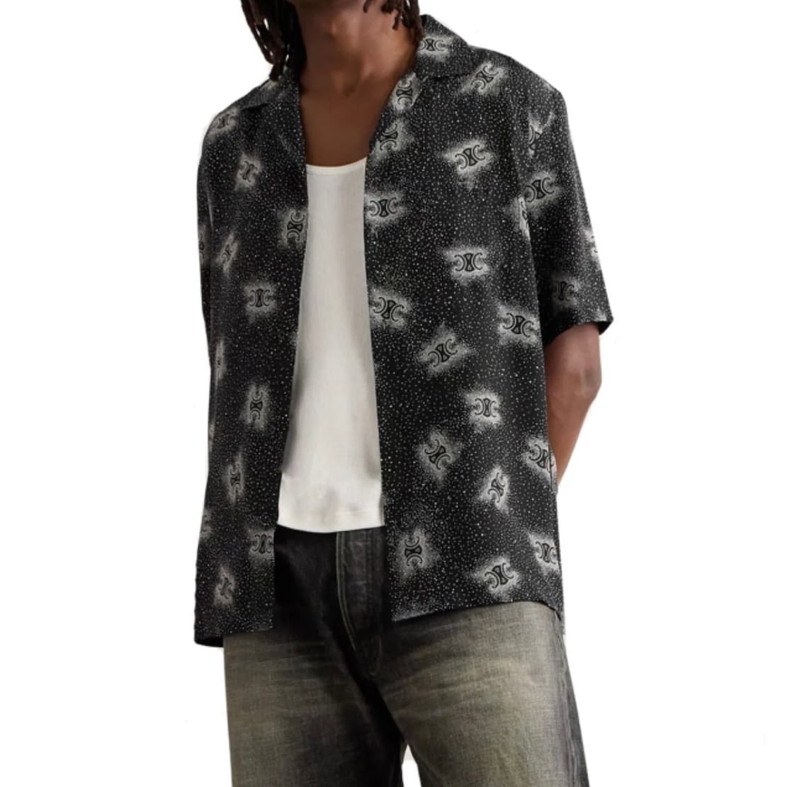 (A+/39) / 셀린느 로고 프린트 폴카 도트 실크 셔츠 상품이미지9