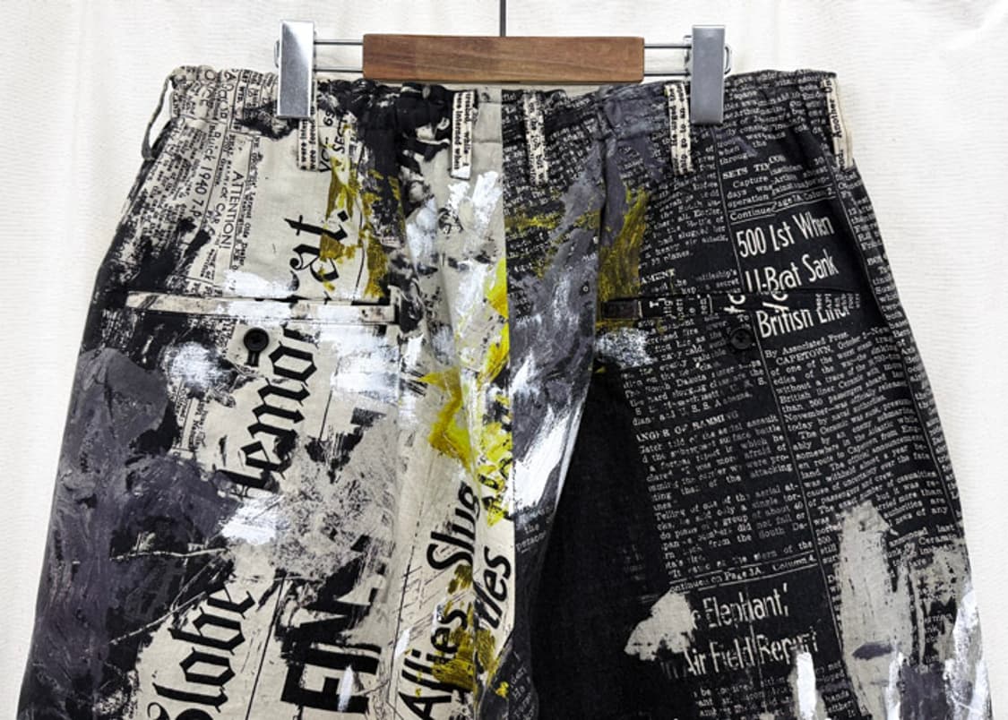 요지야마모토 뿌르옴므 페인트 뉴스페이퍼 드로스트링 하프 팬츠 상품이미지7