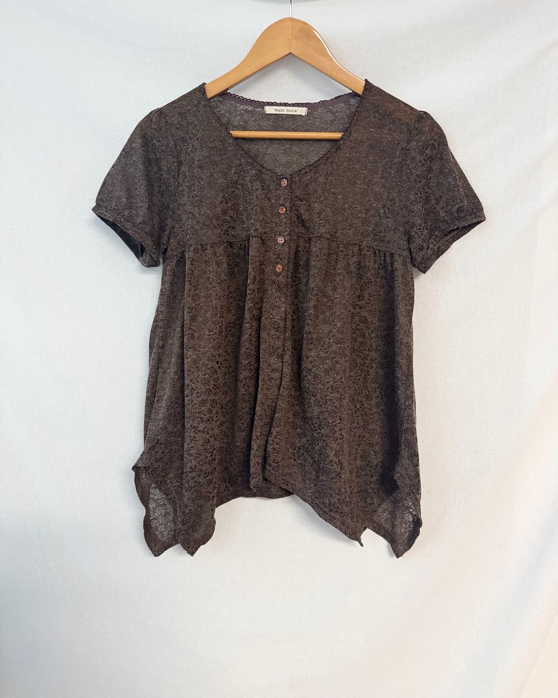 플라워 패턴 퍼프 슬리브 하프 버튼 가디건 상품이미지5