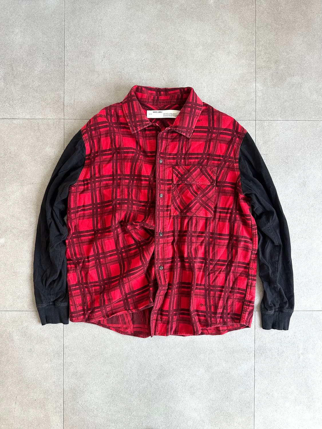 오프화이트 콘트라스트 체크 레이어드 셔츠 상품이미지3