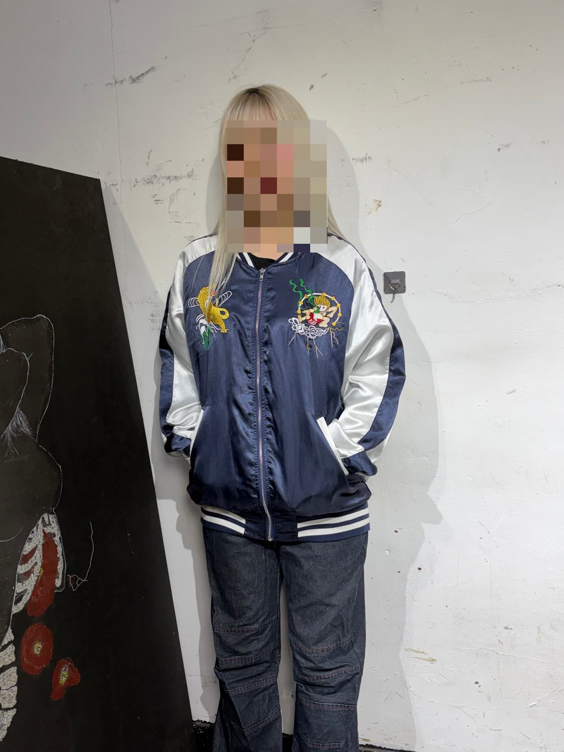 JPN 일본빈티지 오리엔탈 자수 호랑이 스카잔 수니베어 스카쟌 XL 상품이미지3