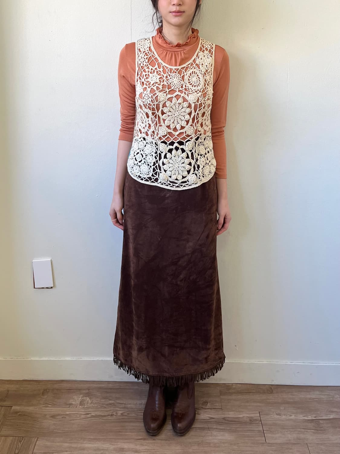 PENDORA 벨벳 롱 스커트 상품이미지7