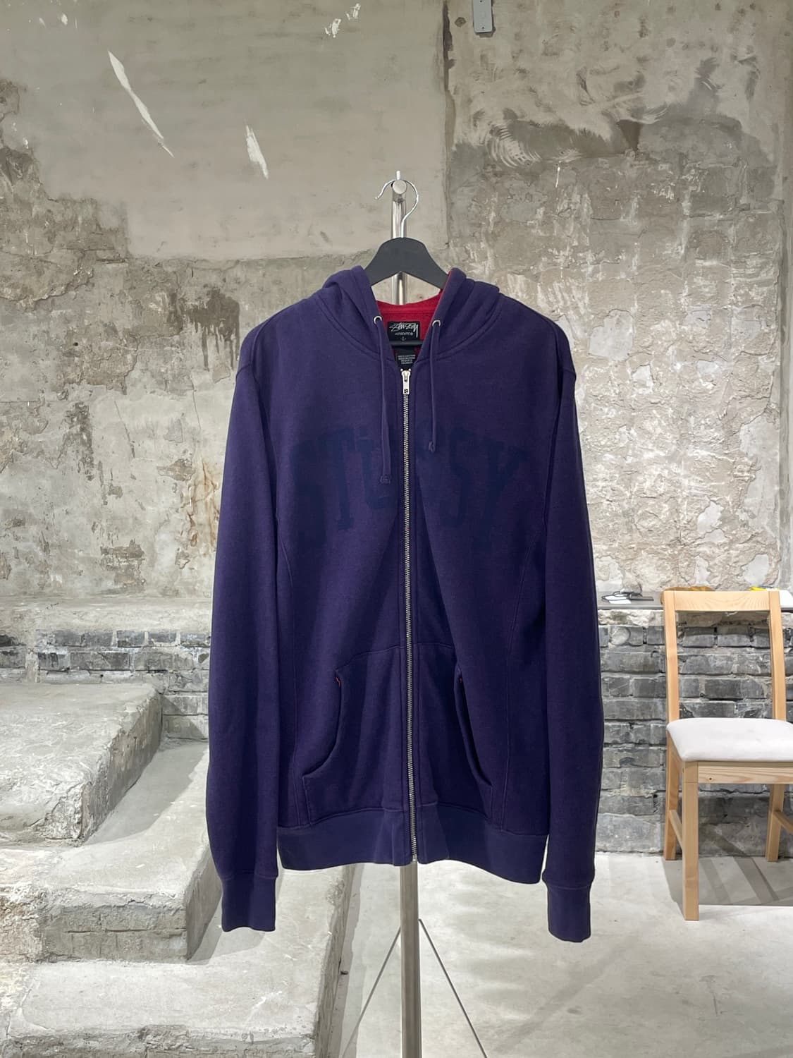 스투시 퍼플 어센틱 스펠 아웃 후디 집업 상품이미지1