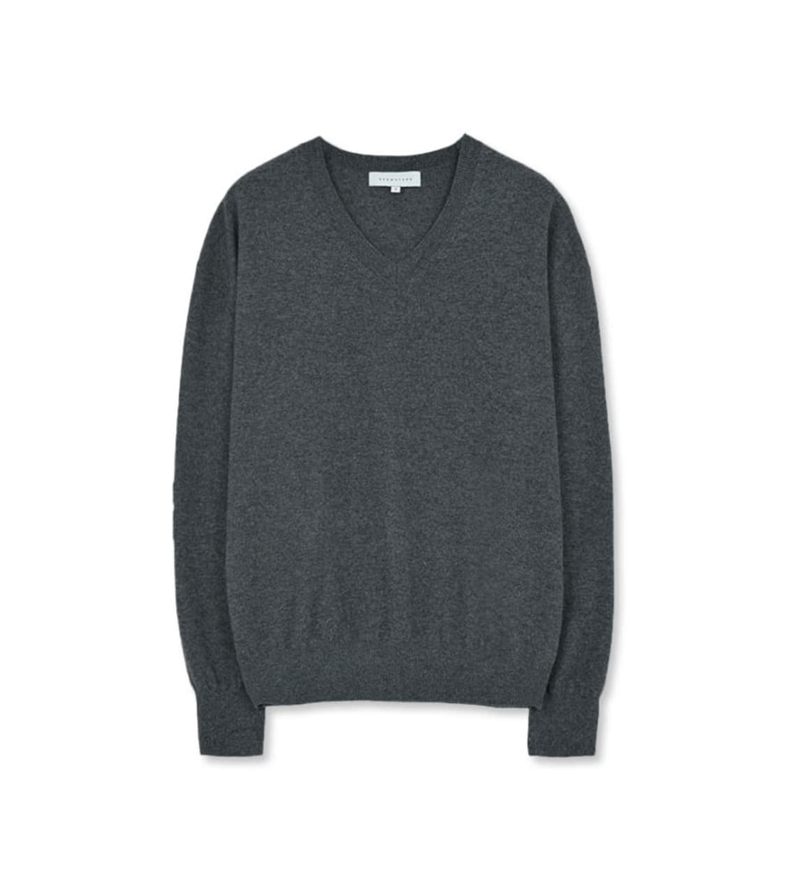 (3) 브라운야드 엑스트라 슈퍼 파인 브이넥 니트 차콜 L 상품이미지1