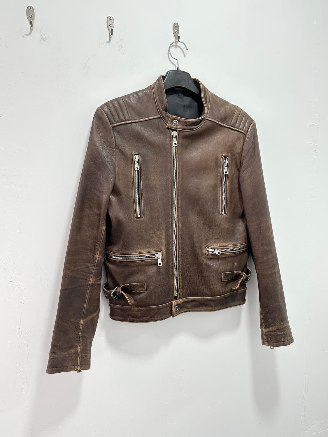 ITALY leather sheepskin motor jacket 상품이미지6