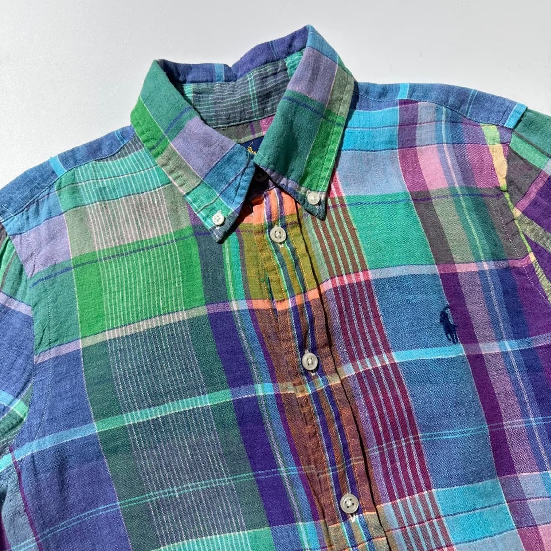 폴로 랄프로렌 린넨 크롭 체크 셔츠 상품이미지3