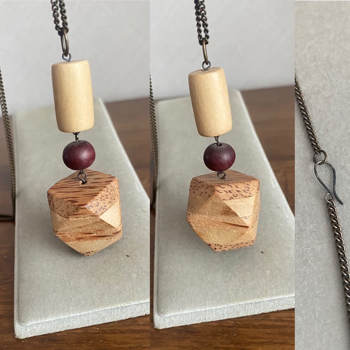 우드펜던트 롱체인 악세서리 목걸이(새제품) 상품이미지3