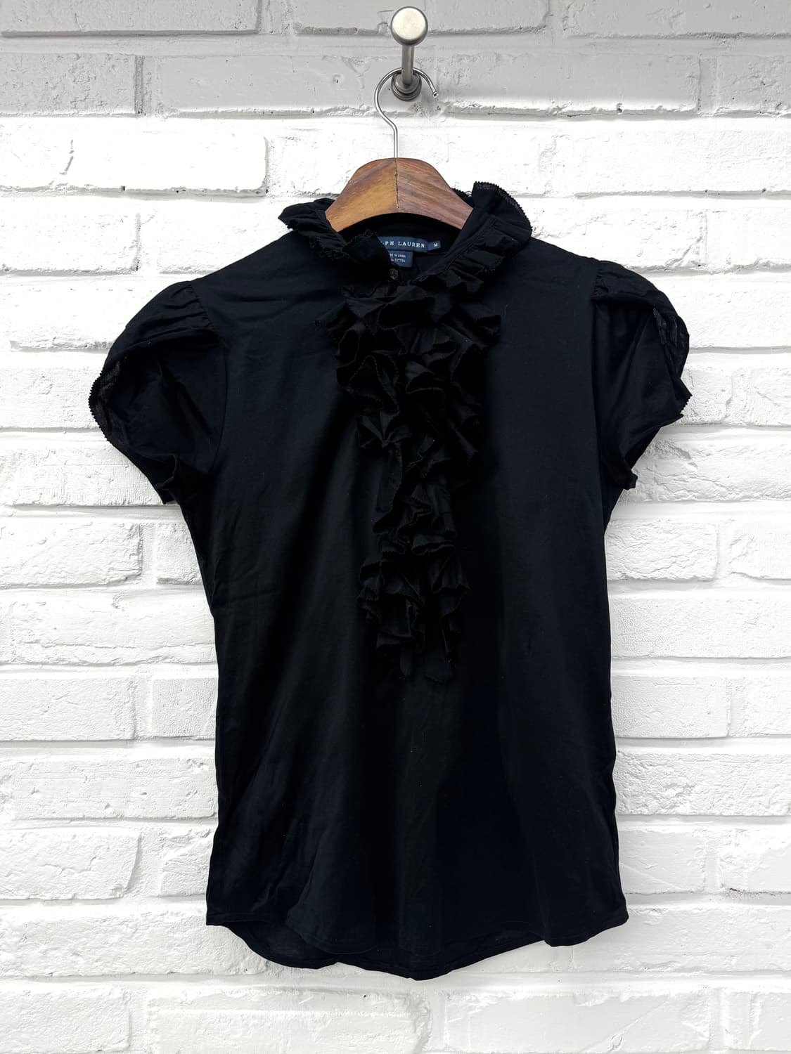 랄프로렌 블랙 러플 반팔 블라우스 상품이미지3