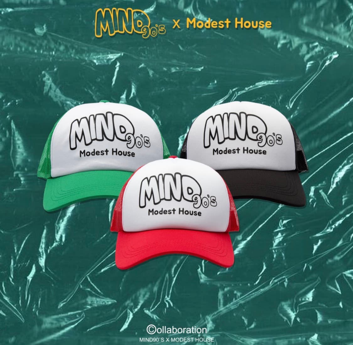 마인드90s X 모디스트 하우스 콜라보 메쉬캡 볼캡 mind 90’s m 상품이미지2