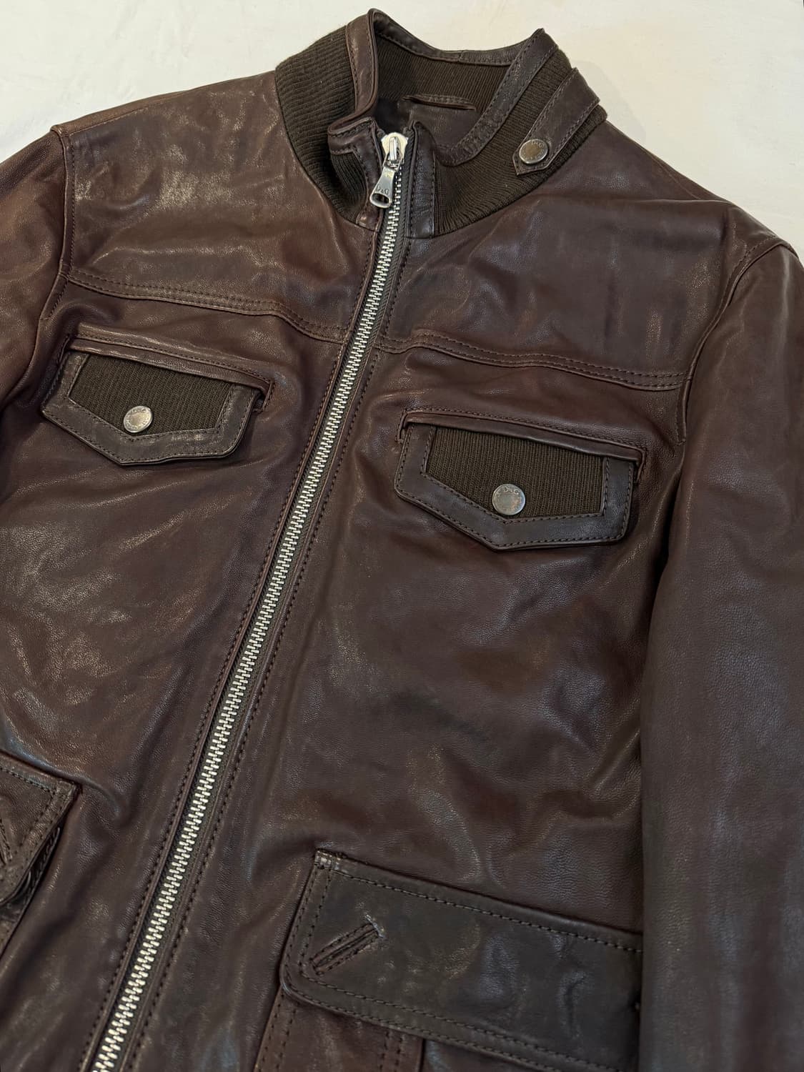 00s 돌체앤가바나 아카이브 램스킨 가죽자켓 브라운 상품이미지2