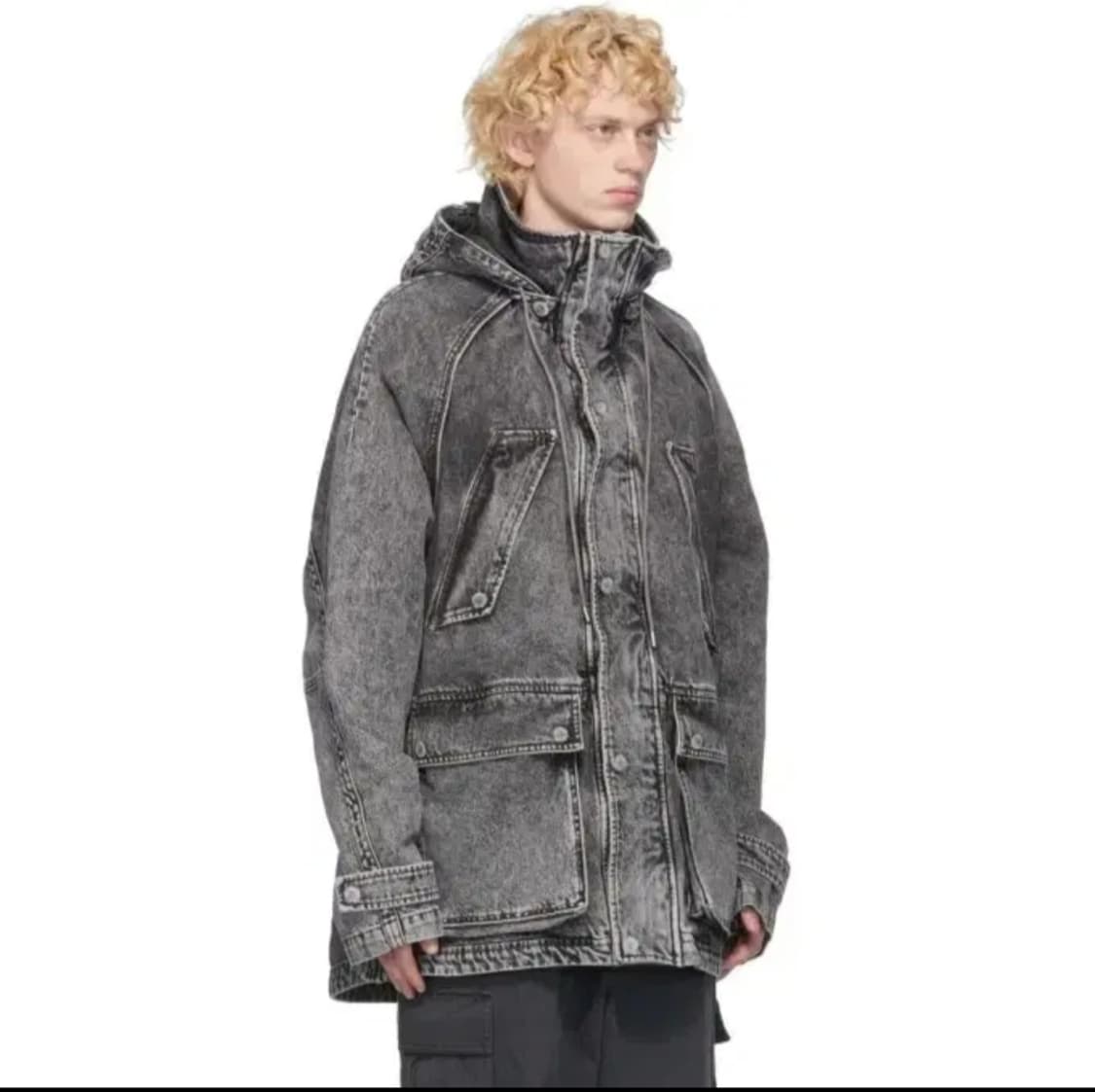 준지 라이트 그레이 워싱 오버사이즈 데님 자켓 상품이미지2