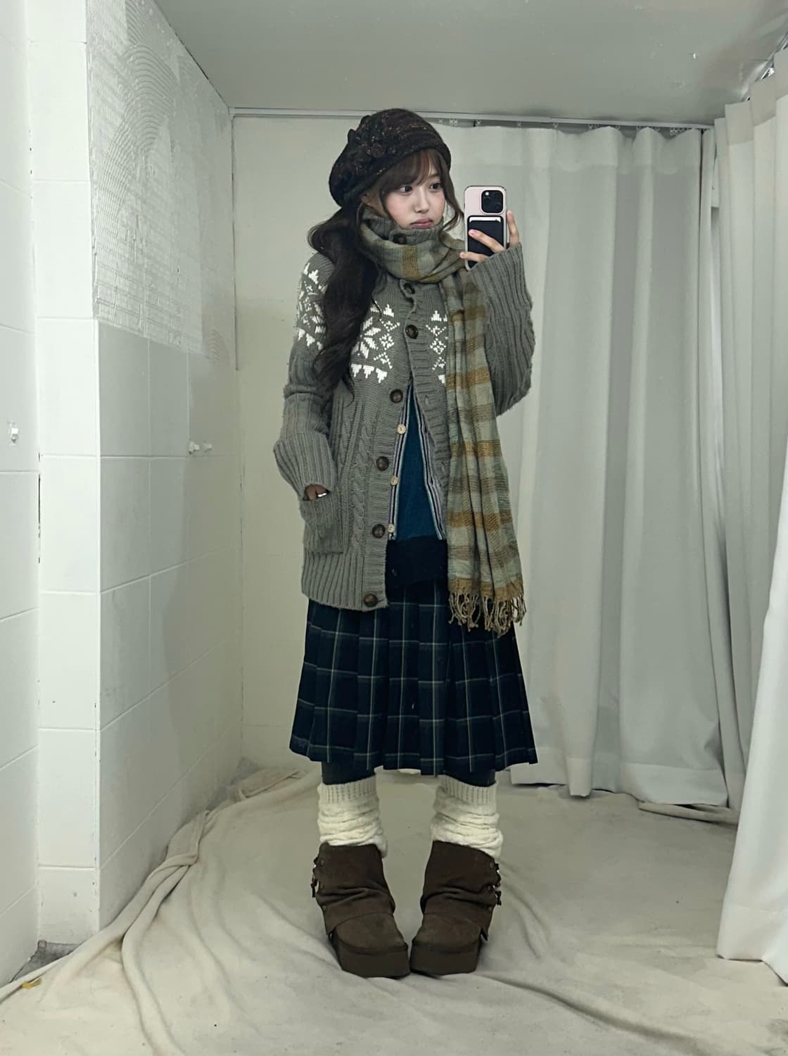 하구미 히피모리 청록 가디건 코디세트 상품이미지1