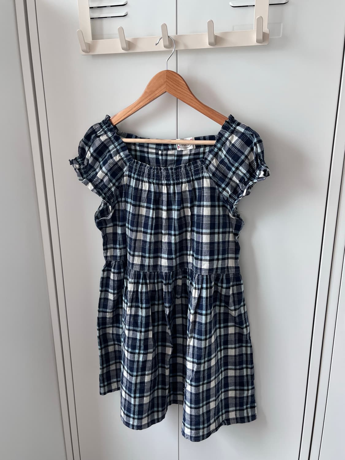 Natural memory 캡소매 체크 미니 원피스 상품이미지7