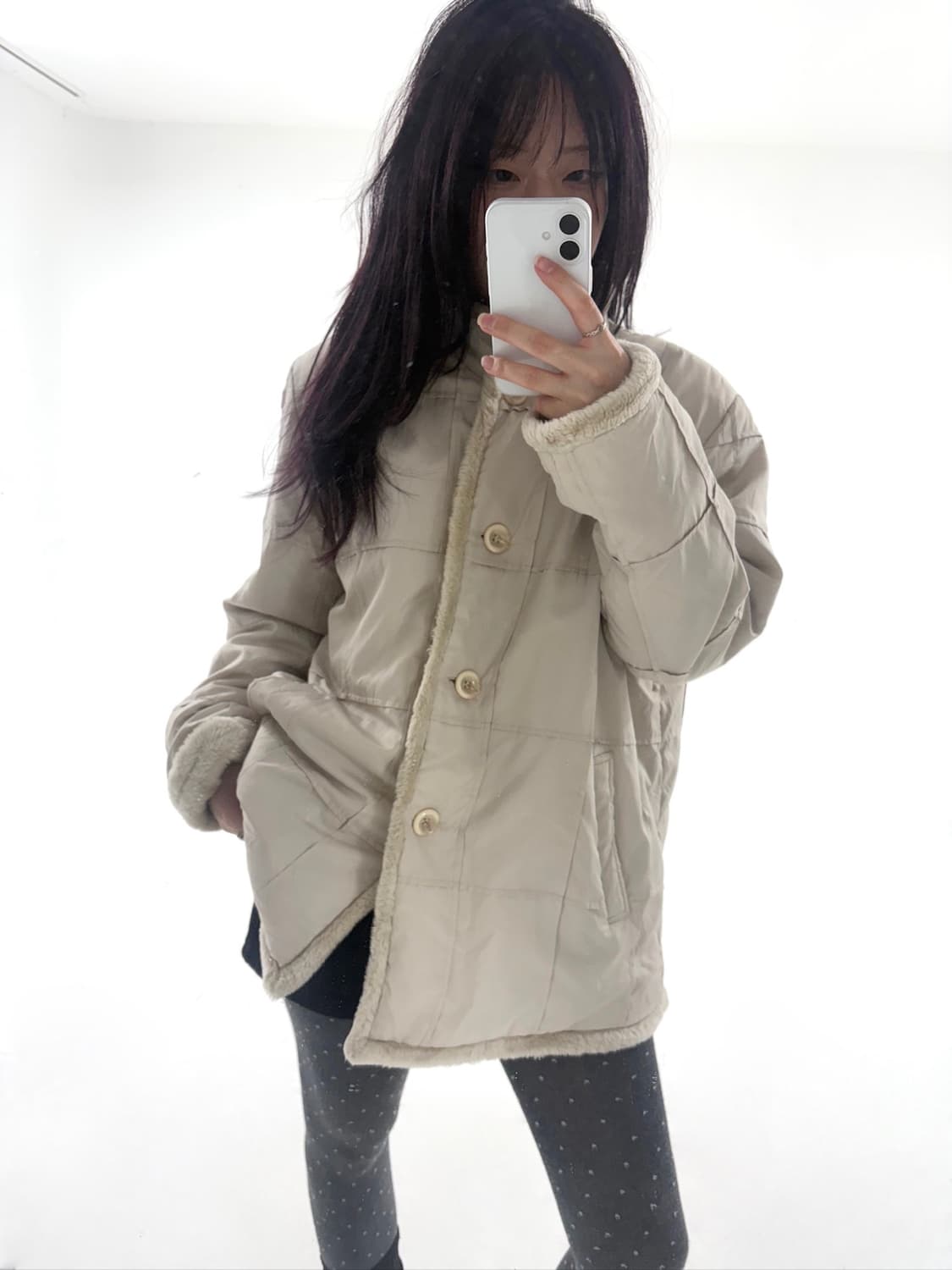Ivory Quilted Fur Jacket 상품이미지1