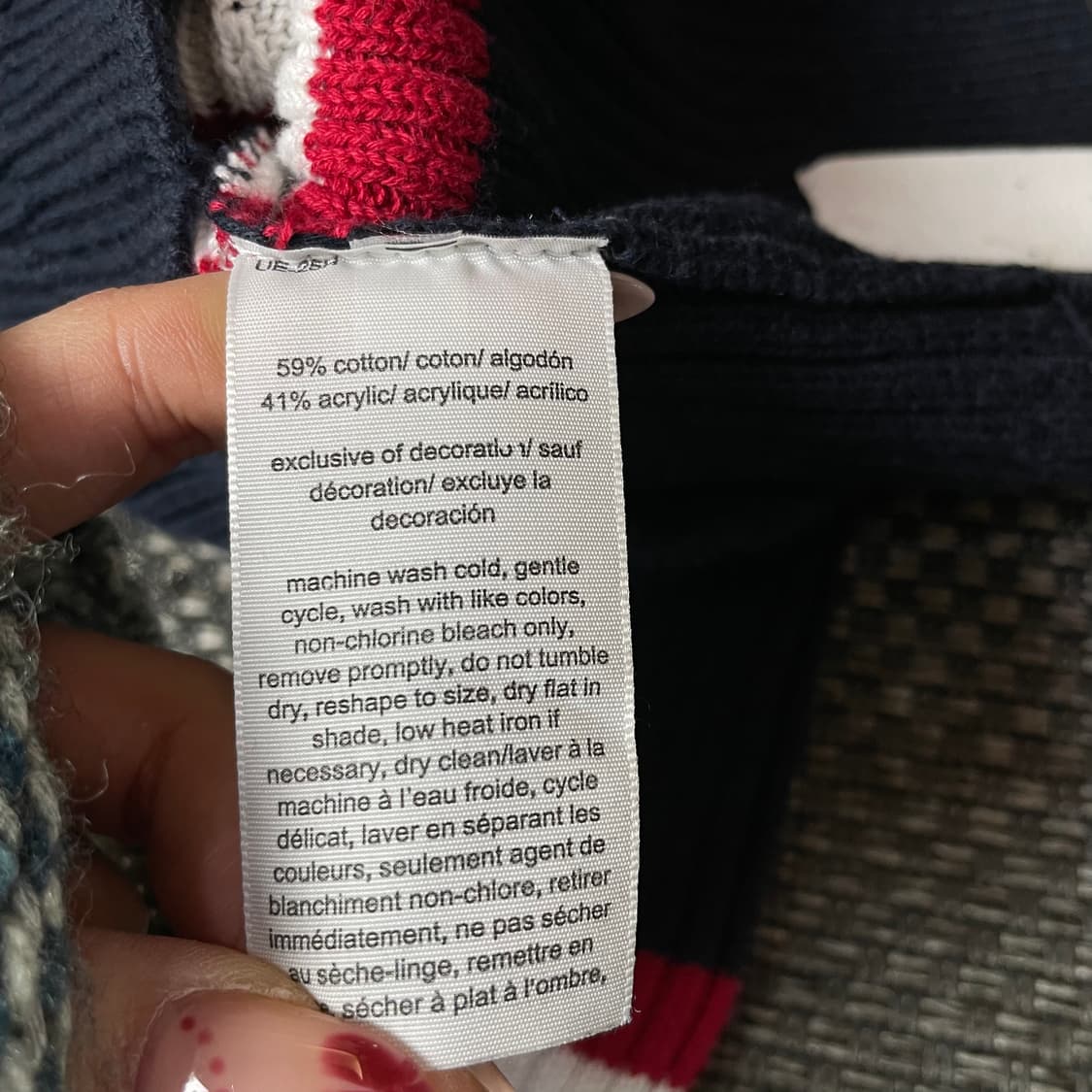 타미진스 네이비 레드 화이트 단가라 긴팔 니트 S 상품이미지6