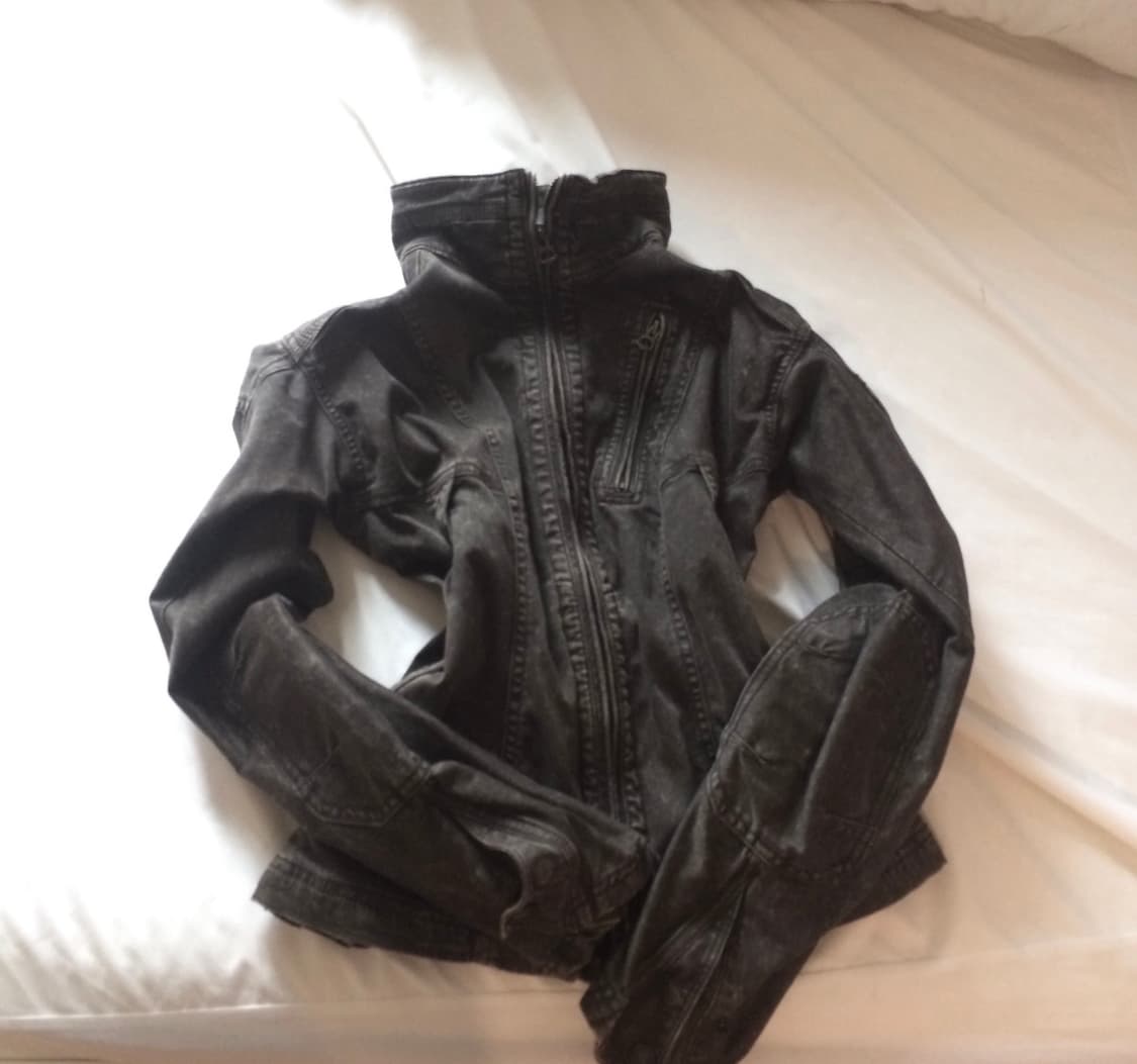 y2k 워크 자켓 워싱 절개 라인 패치 지퍼 펑크 빈티지 집업 상품이미지1