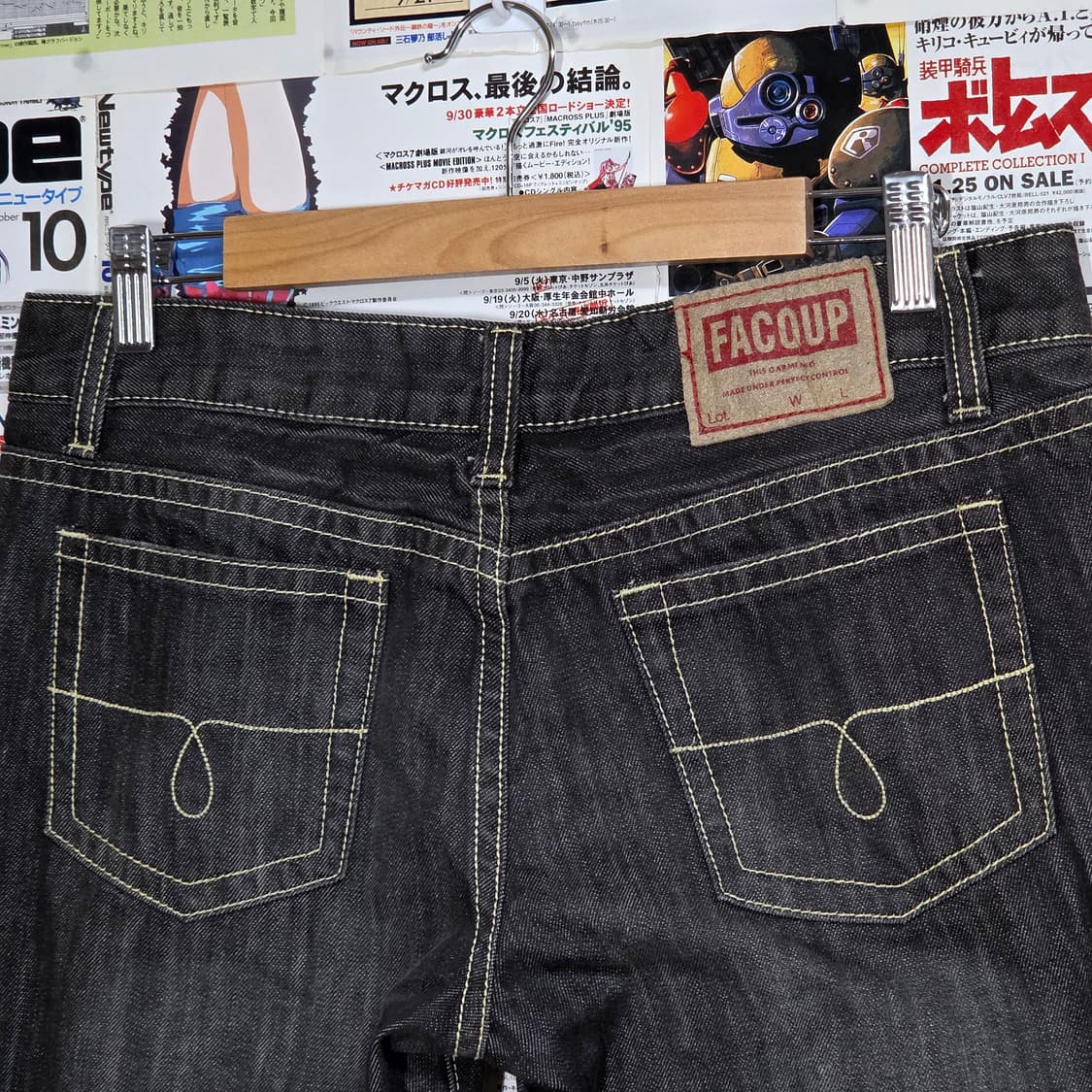 빈티지 흑청 워싱 스티치 로우라이즈 부츠컷 팬츠 상품이미지3